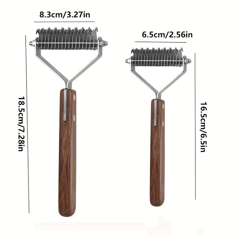 Stainless Steel Pet Knotting Comb Double-side Dog Hair Remover Wooden Handle Pet Deshedding Brush for Dogs Cats Dog Accessories