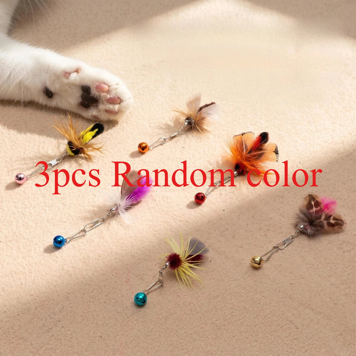 3/6pcs Simulation Insect Cat Teaser Stick for Change Heads Cat Toys Pet Toy Supplies
