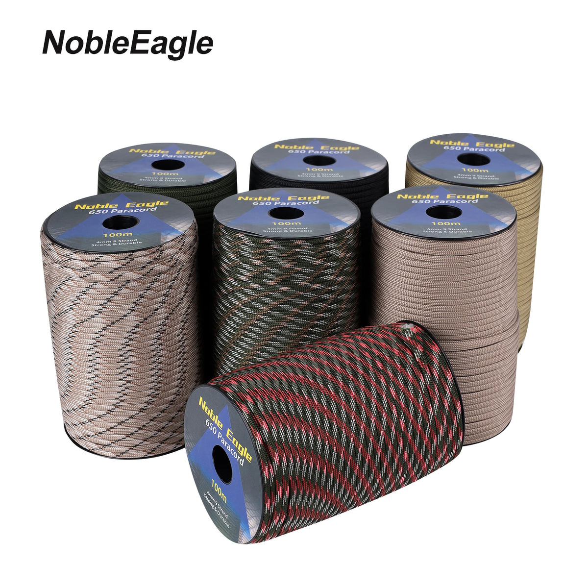 4mm Military Paracord 650LB Outdoor Survival Tactical 7 Strand Parachute Cord 100m for Camping Weaving Rope
