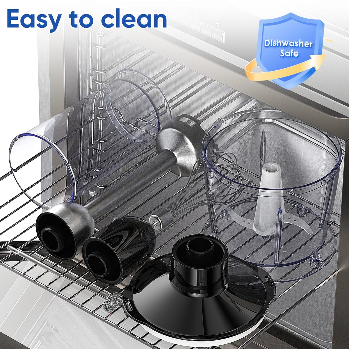Mixeur plongeant 5 en 1 BioloMix 1500W avec lame en acier inoxydable 304 pour purées, smoothies et préparation d'aliments pour bébés