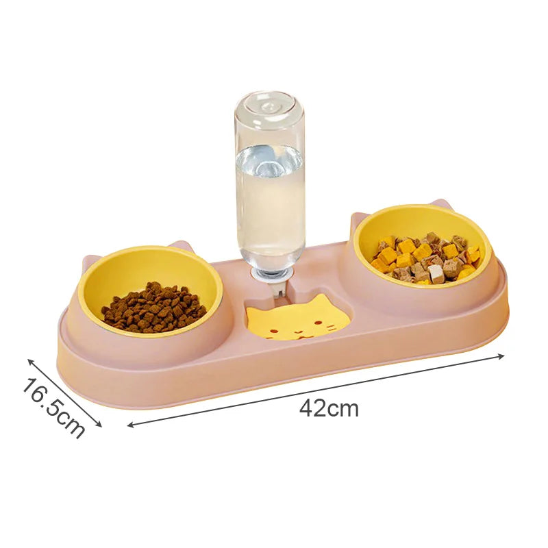 3 in 1 Pet Cat Feeder Pet Double Bowl for Cats Small Dogs Automatic Cat Water Dispenser Raised Kitten Food Bowl Cat Accessories