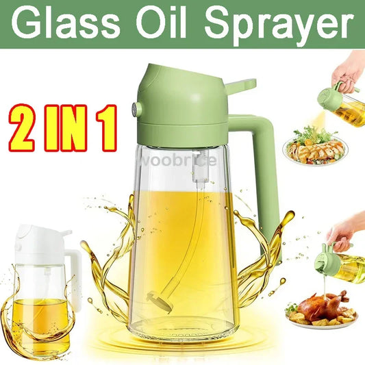 Glazen oliesprayfles voor in de keuken, oliespray voor koken, lekvrije opslagfles voor olijfolie voor barbecue, salade, biefstuk en keukengerei