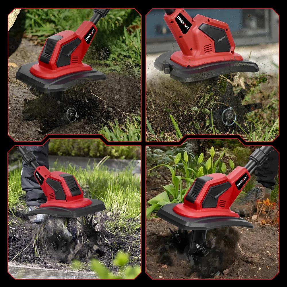 Motobineuse électrique sans balais ONEVAN 36000 tr/min, cultivateur, tondeuse à gazon, motoculteur pour le travail du sol, outil compatible avec batterie Makita 18V