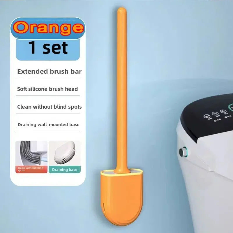 Silicone Toilet Brush Cleaner Wc for  Bathroom Cleaning Toilet Accessories Long Handle FlexibleCleaner Brush BathroomAccessories