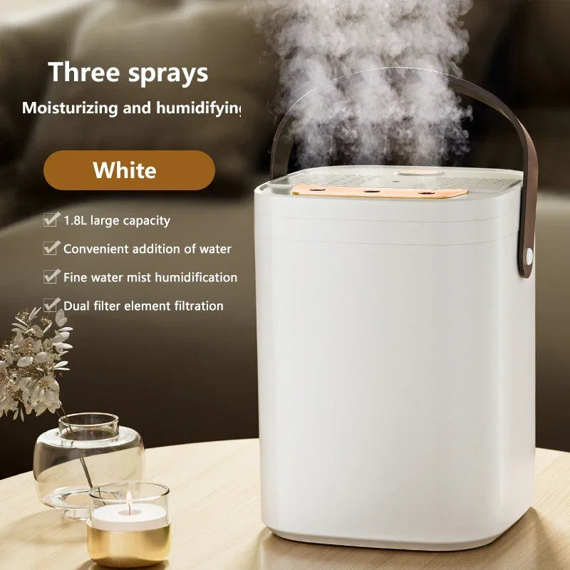 Humidificateur à trois sprays grande capacité 2026 avec veilleuse, double filtre, diffuseur d'aromathérapie, USB, silencieux, avec minuterie pour chambre, bureau, voiture