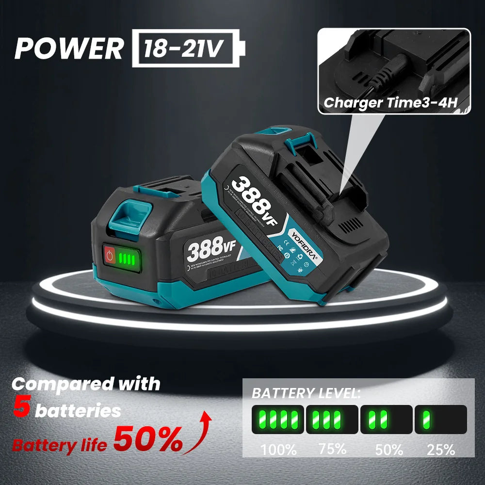 18V 21V oplaadbare lithiumbatterij met digitaal display 388VF 15000mAh.928VF 22500mAh.Accu voor kettingzaag, moersleutel en elektrisch gereedschap