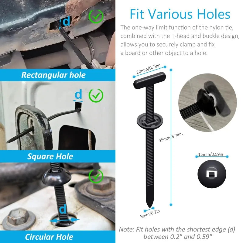 Self-locking Plastic Flanges Cable Ties Zip Nylon Tie Clamping Flanges Wrap Cable Fixed Fastener Clips Hose Fastening Reusable