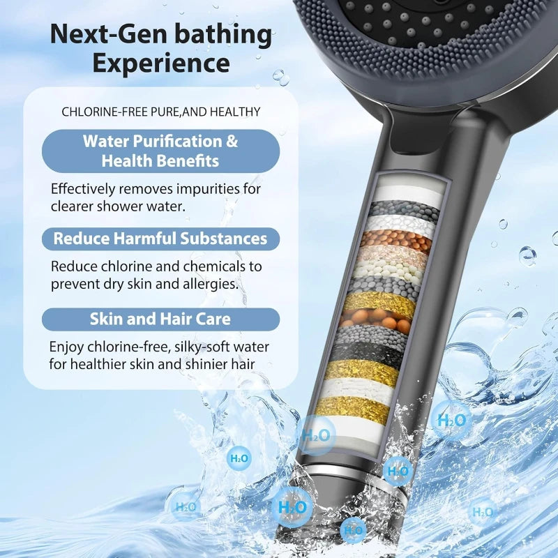 Shower Head Bathroom Showers High Pressure Massage Filter 4 Modes Adjustable Handheld Showerheads Home Bathroom Accessories