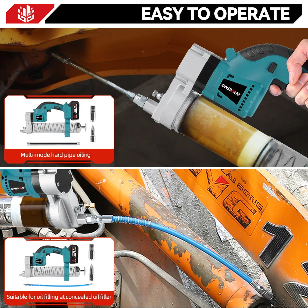 ONEVAN 69Mpa 10000PSL Electric Grease Gun Oil Injector Fat Machine Electric Grease Gun Hardware Tools For Makita 18V Battery Pin