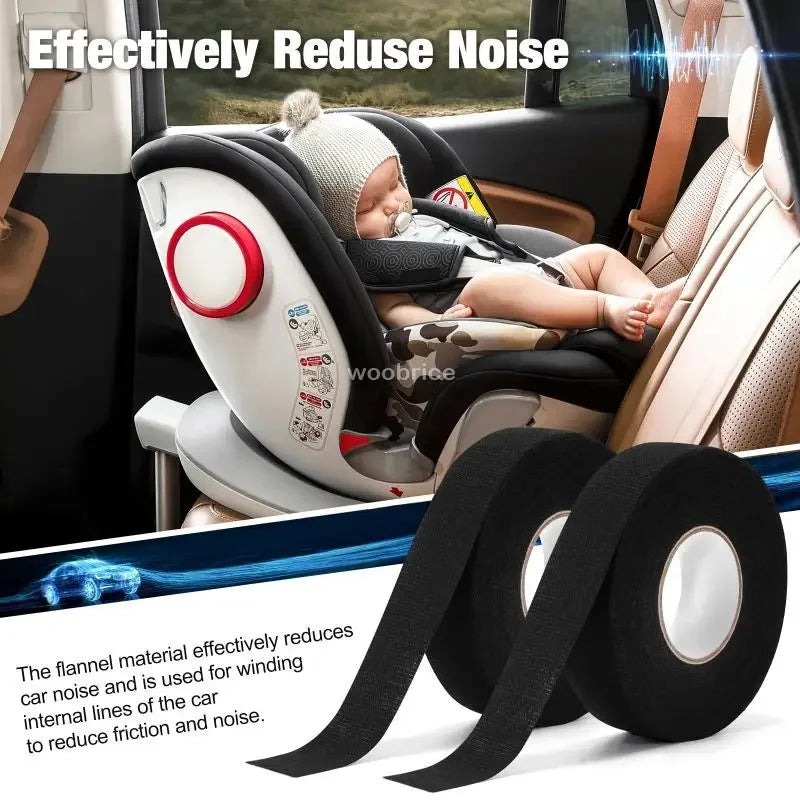 1-5pcs Electrical Cable Fabric Tape Resistant Harness Black Electric Insulating Tape Waterproof Automotive Fabric Cloth Tape