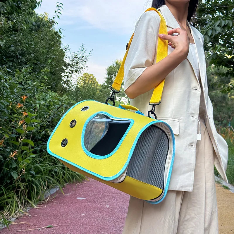 Portable Pet Carrier Bag for Small Dogs Cats Outdoor Foldable Cat Bag Breathable Cat Shoulder Bag Kitten Carrying Bag