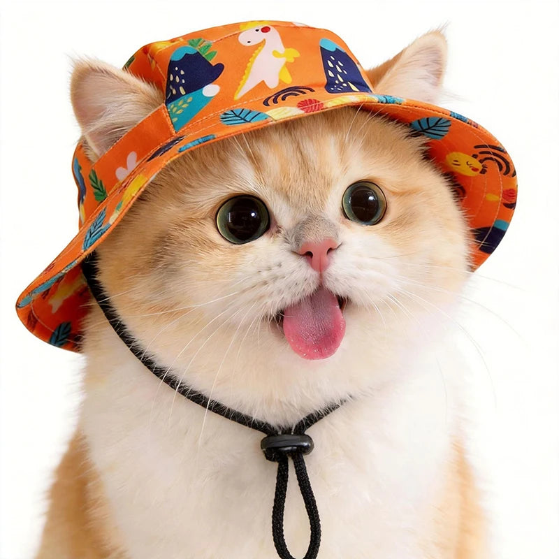 djustable Pet Dog Sun Hat Cute Printed Cat Bucket Hat for Lightweight Pet  Cap for Small Medium Dogs Cats Outdoor Pet Cap