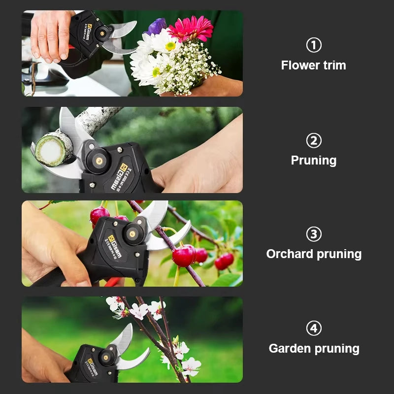 Sécateur électrique Gisam 30 mm, ciseaux de jardin électriques sans fil, outil de coupe pour arbres fruitiers avec 2 batteries 198Vf