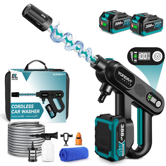 YOFIDRA Brushless Electric High Pressure Car Washer Gun 500 Bar Water Spray Gun Household Garden Tools For Makita Battery Pin
