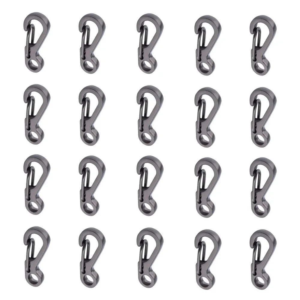 20Pcs Mini Spring Carabiners Set Outdoor EDC Rope Clasps Keychain Camping Hooks Paracord Clips Tactical Survival Buckle