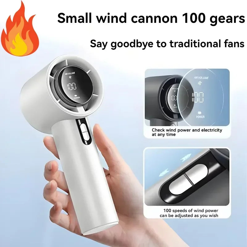 Lenovo 100-snelheden draagbare handventilator USB-oplaadbare mini outdoor draagbare krachtige turboventilator ijsgevoelig orkaankanon voor thuis en kantoor