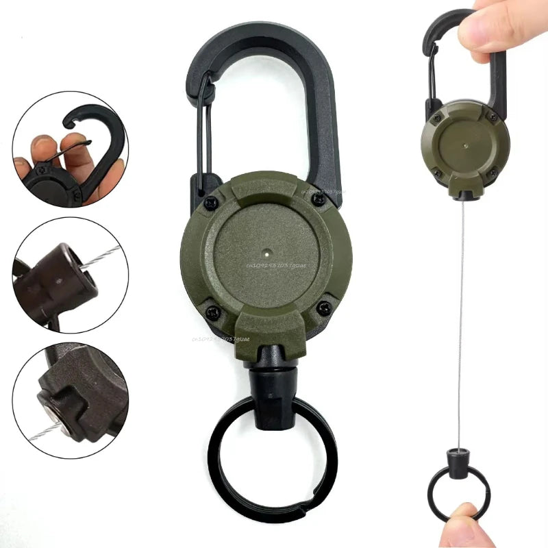 1/2/4pcs Extendable Retractable Holders Keychain Badge Reels Heavy Duty Clip with Carabiner Key Chain for Men Outdoor Bags