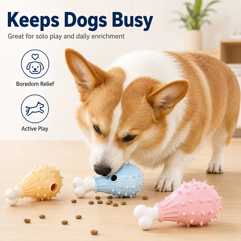 Dog Treat Dispensing Toy TPR Chicken Leg Chew Toy Dental Cleaning Bite Resistant Puppy Interactive Feeder Toy Pet Supplies