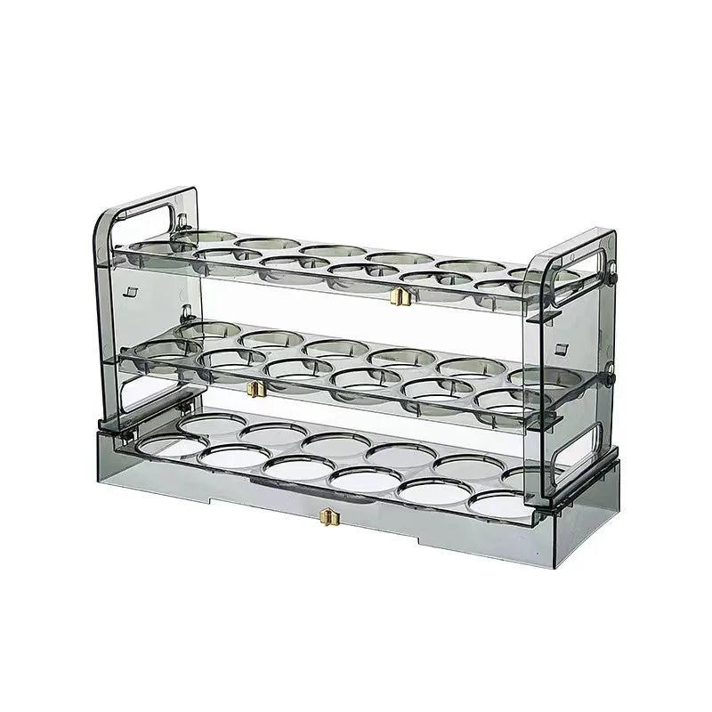 Layers Large Capacity Egg Holder for Refrigerator,Flip Design 30 Eggs Organizer，Foldable Storage Fridge Side Door Egg Organizer