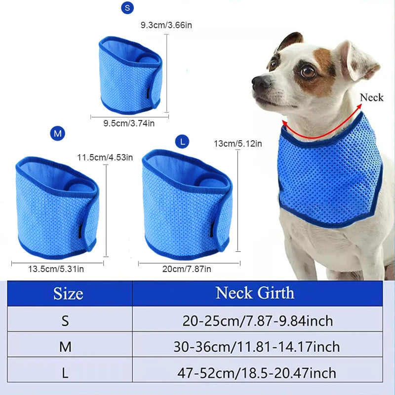 Dog Cooling Scarf (Use After Soaking) Adjustable Pet Bandana for Small Medium Dogs Breathable Puppy Ice Collar Dog Accessories