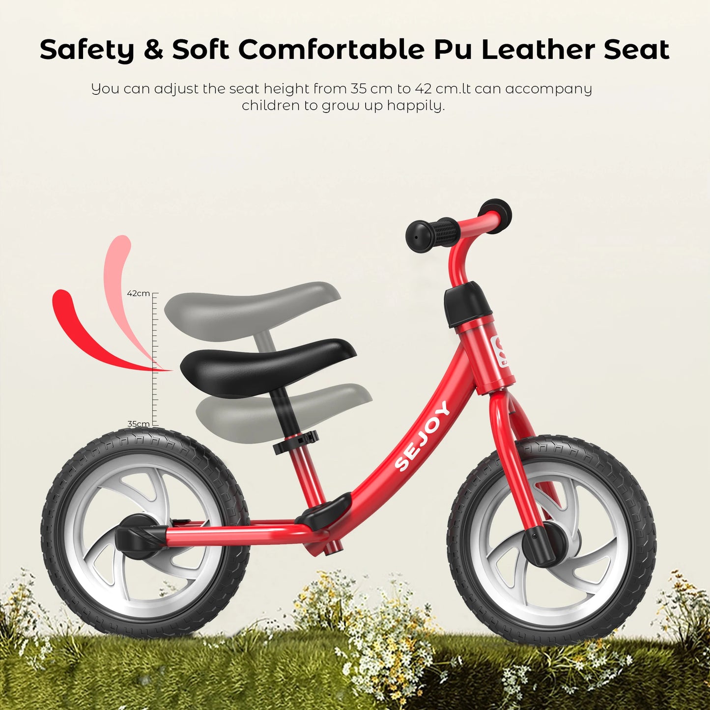 SEJOY Balance Bike for Kids - 12" Wheels, Adjustable Saddle, Perfect Outdoor Toy for Ages 3-6 Years Old - Quality Shopping Centre