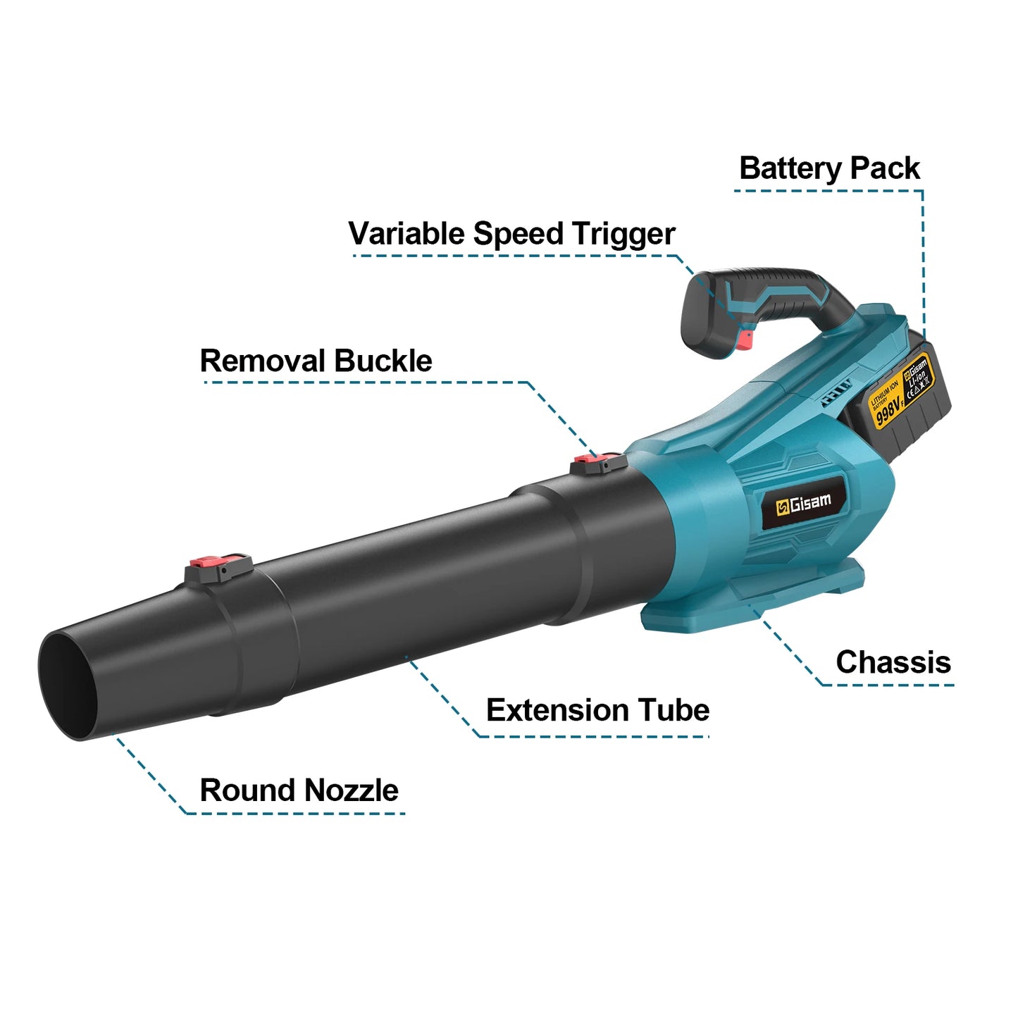 Gisam 20000RPM Brushless Leaf Blower Powerful Handheld Blower for Garden Yard Home Dust Snow Removal For makita 18v battery pins