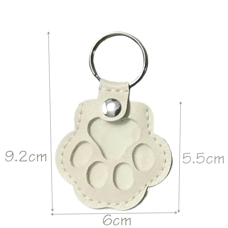 Pet Paw Fur Keepsake Keychain, Cute Fillable Cat Dog Hair Collection Pendant for Bags Keys, Snap Button Gift, 5.5cm with Ring