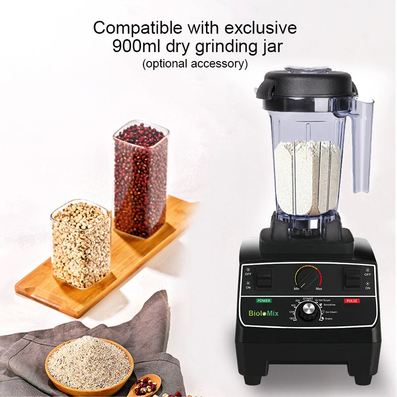 BioloMix 2200W Smart Timer Blender Features Pre Programmed Functions 2L BPA Free Container Perfect for Juicing Smoothies and Ice