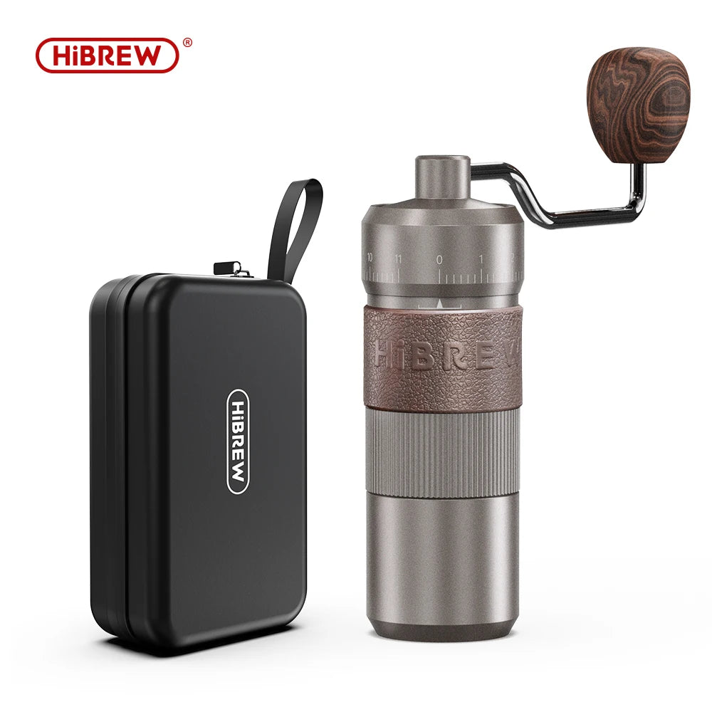 HiBREW Moulin à Café Manuel en Aluminium avec Meule Conique, Capacité 22g, Moulin à Café Manuel avec 11 Niveaux de Réglage pour Cafetière à Filtre