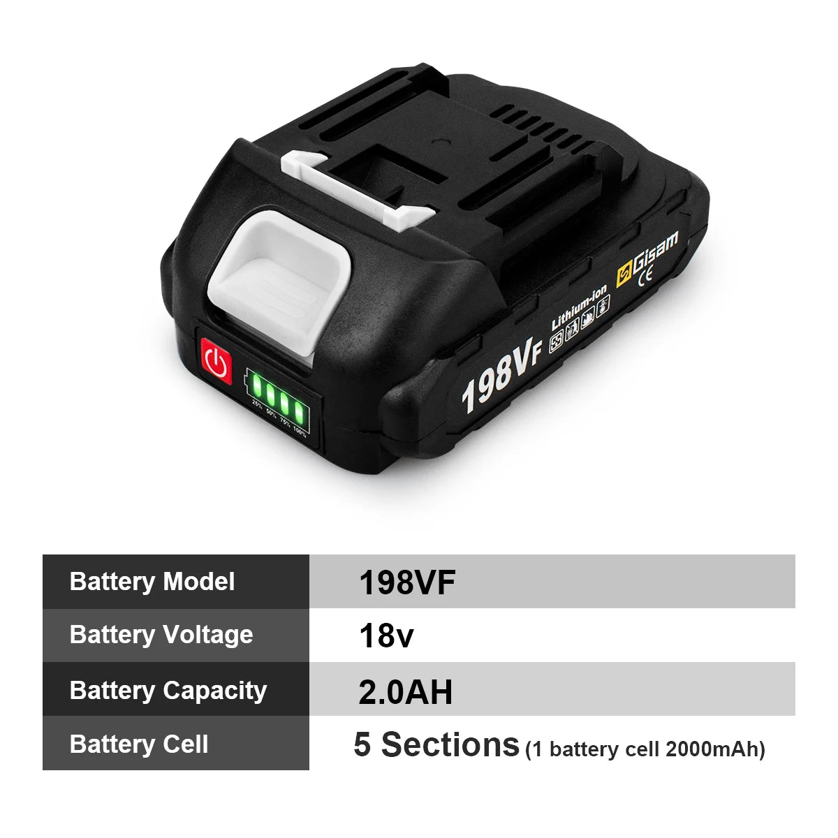 Gisam Oplaadbare Accu 4.5Ah 4.0Ah 2.0Ah Lithium-ion Accu 198VF 398VF 928VF Li-ion Accu voor Makita 18V accu Pin