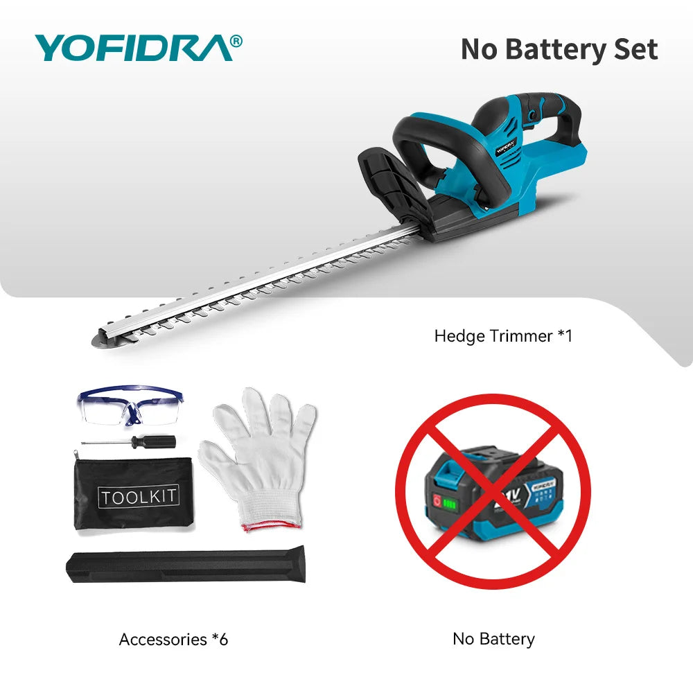 YOFIDRA Taille-haie électrique sans fil 2000 W 15 000 tr/min, scie d'élagage, tondeuse à gazon, outils de jardinage pour batterie Makita