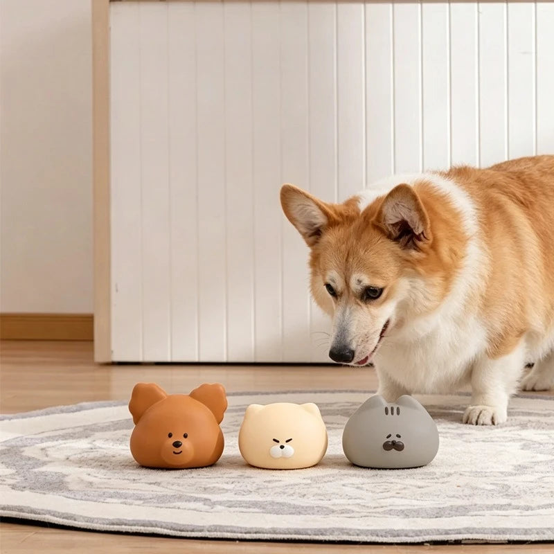 Jouet à mâcher pour chien, balle grinçante pour animal de compagnie, soin des dents, dessin animé en latex de caoutchouc, jouet interactif de dressage pour chiot, fournitures pour chien