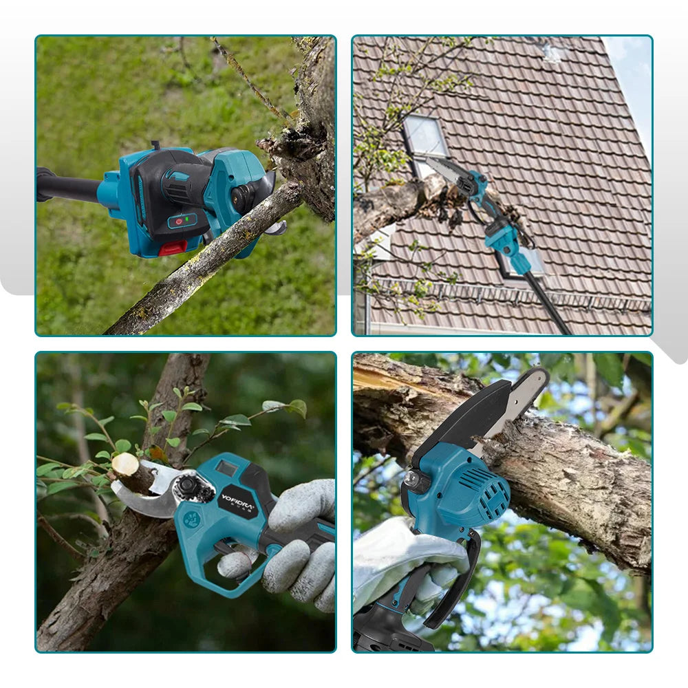 YOFIDRA 4IN1 Brushless Electric Chainsaw Telescoping Pole Saw High Branch Saw Garden Pruning Power Tool for 21V 18V  Battery Pin