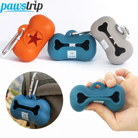 Silicone Dog Waste Bag Dispenser Durable Portable Dog Poop Bag Holder with 1 Roll Poop Bag Outdoor Pet Trash Bags Dispenser