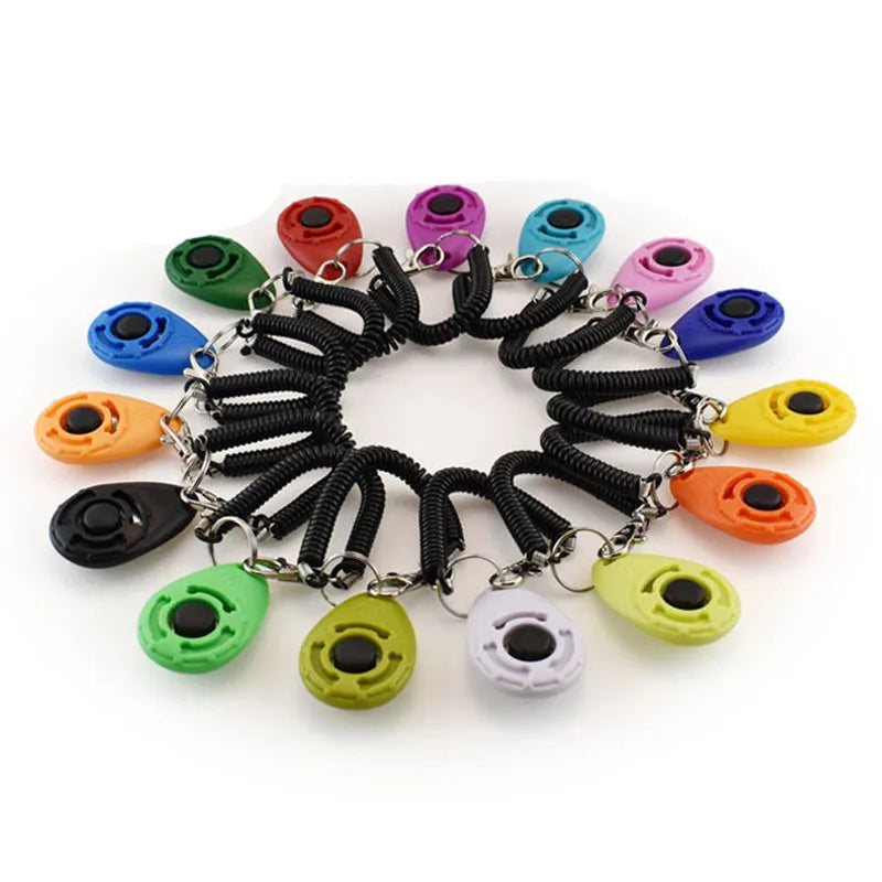 2pcs Dog Training Clicker Pet Cat Plastic Dogs Click Trainer Aid Tools Adjustable Wrist Strap Sound Key Chain Dog Supplies