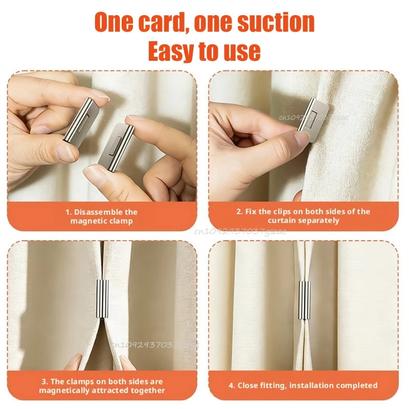 20 Pairs Strong Magnetic Curtain Clips Prevent Light Leaking Drill-Free Invisible for Home Bedroom Office  Curtain Accessories
