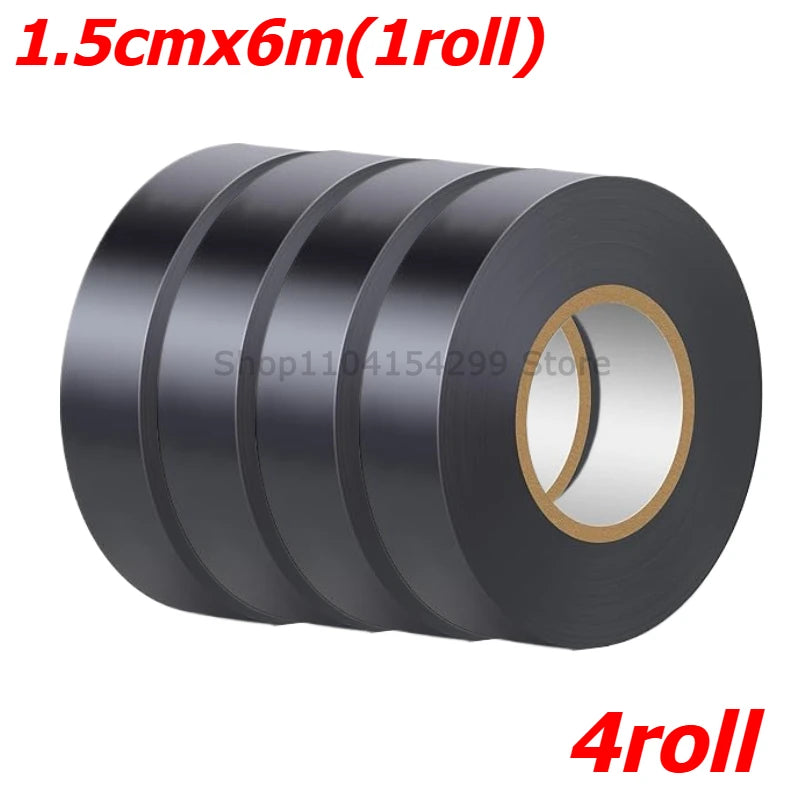 6m/roll Black Electrical Tape High-Temperature Resistant Electrical Tape Durable Soft Insulating Adhesive Electrical Tape