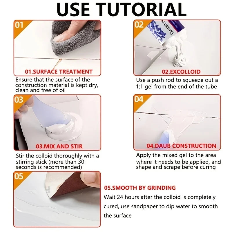 1pc Ceramic Repair Agent - Super Strong Waterproof Leak Sealant for Quick Fixes on Ceramics,Sinks,Bathtubs,Toilets, Vases, Tiles