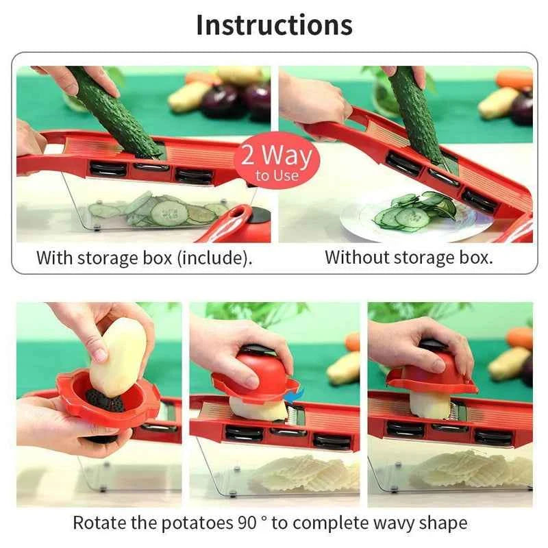 Vegetable Chopper Kitchen Accessories Multifunctional Grater Cutter Manual Fruit Slicer for Potatoes, Cheese, and Onions