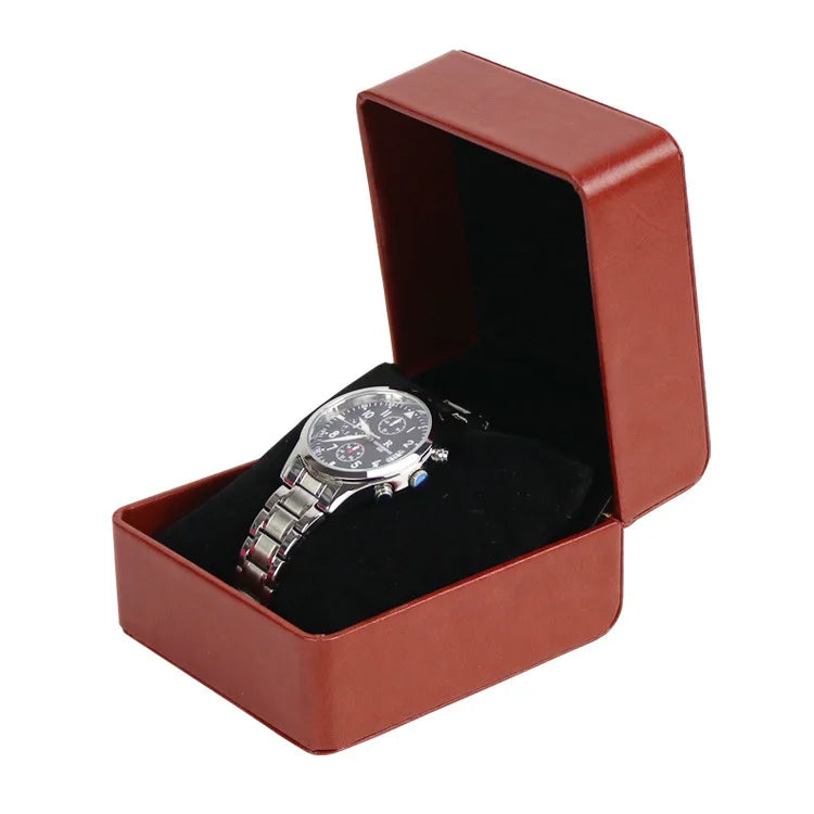 Black Single Watch Organizer Case Gift Box with Pillow PU Leather Wristwatch Display Case Organizer for Men and Women