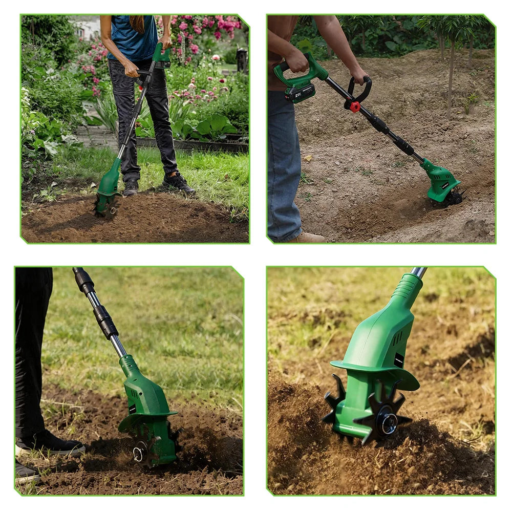 NEWBENY 1600W Electric Rotary Tiller Cultivator 150MM Portable Grass Trimmer Soil Turning Lawn Mower Tool for Makita Battery Pin
