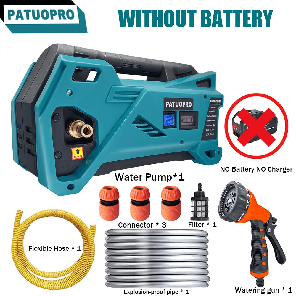 10m Hose Cordless Water Pump 500W for Garden Irrigation and Car Cleaning - Compatible with Makita 18V Battery - Quality Shopping Centre