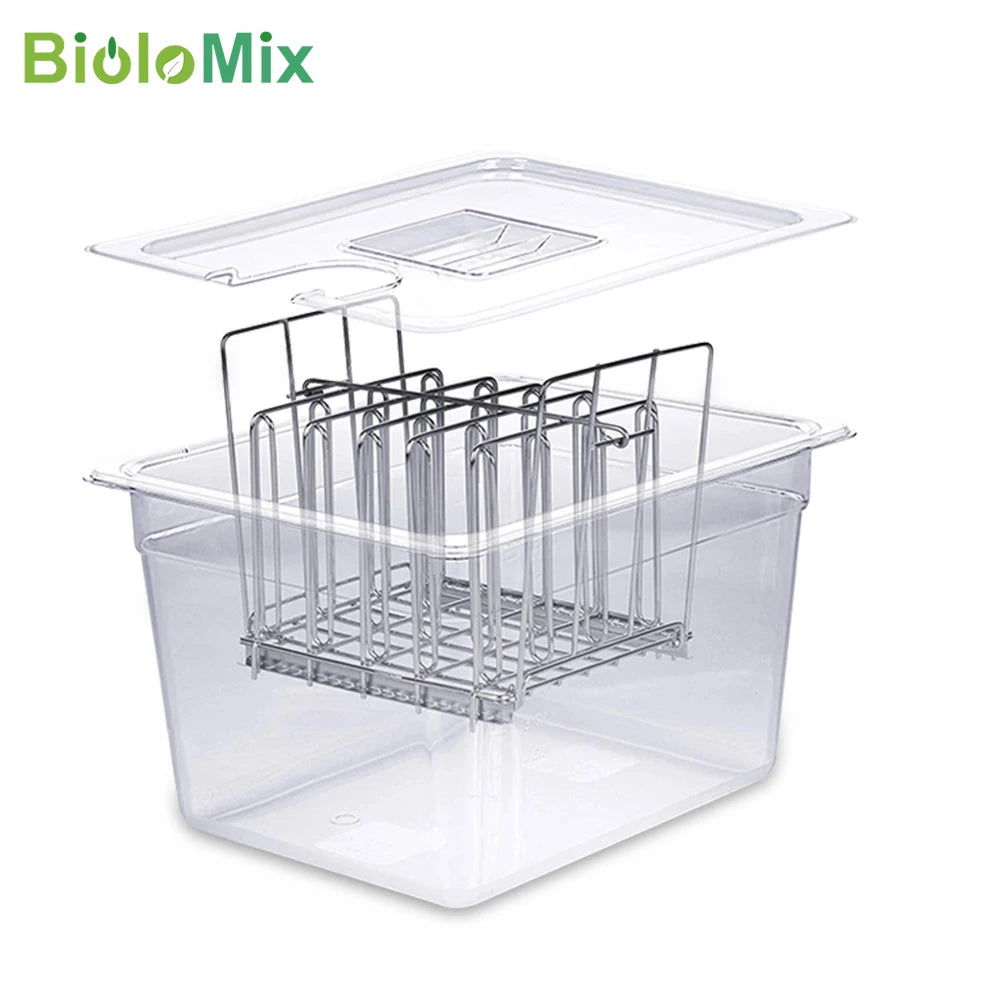 Premium 11L Sous-vide rek met uitneembare verdelers, geschikt voor de meeste circulatoren, nauwkeurige temperatuurregeling, eenvoudig te reinigen, vaatwasserbestendig