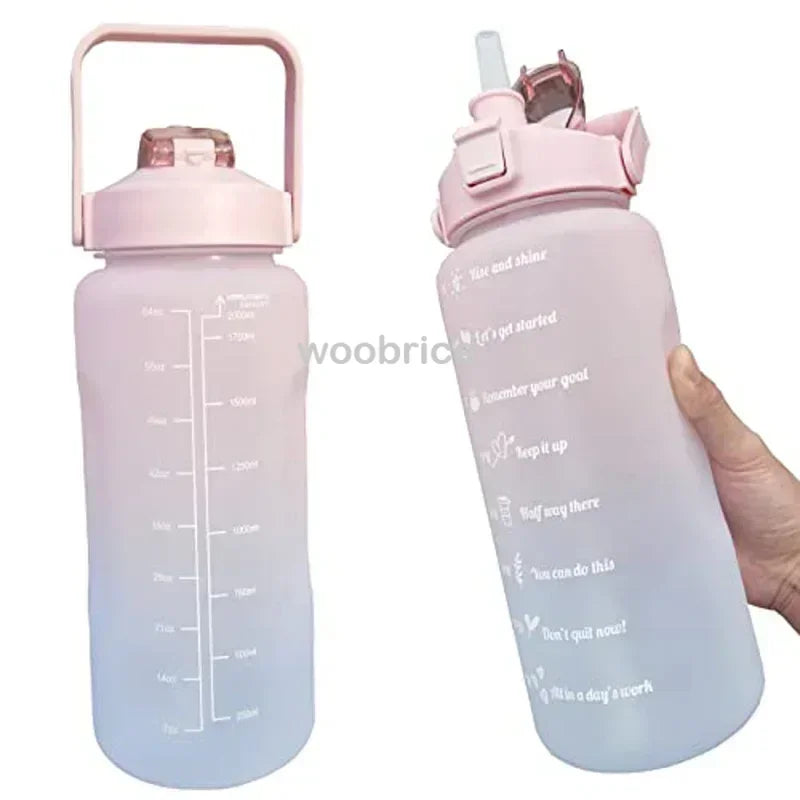 2 Liter Large Capacity Sports Water Bottle Leak Proof Colorful Plastic Cup Drinking Outdoor Travel Portable Gym Fitness Jugs