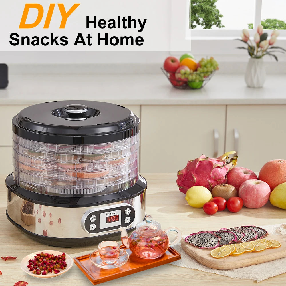 BioloMix Professional 6 Tray Dehydrator with Digital Control for Preserving Fruits Vegetables Herbs and Making Homemade Jerky