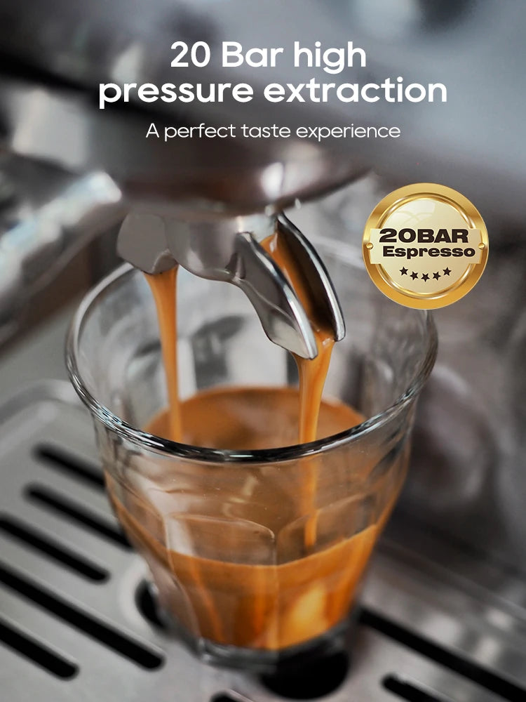 HiBREW H10A Zwarte Espressomachine Temperatuur Volume Pre-brewing Instelbaar 58mm Filterdrager Cappuccino Koffiezetapparaat