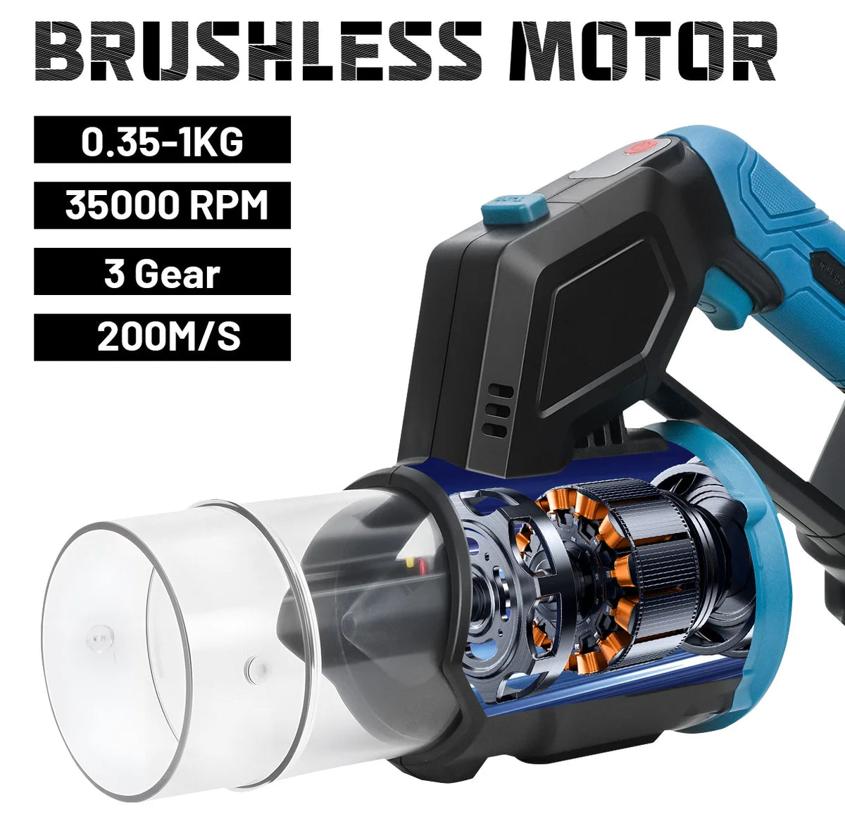 Gisam 200m/s Elektrische Borstelloze Snoerloze Turbo Jet Ventilator Handbediende Stofblazer voor Makita 18V Accu