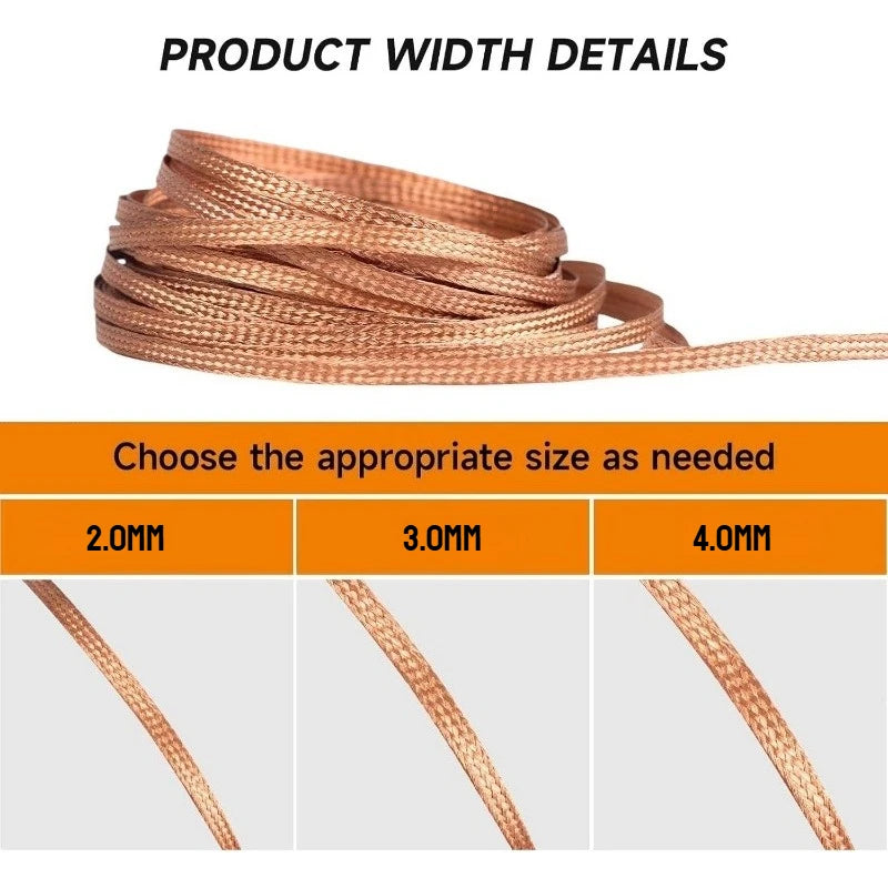 Desoldering Mesh Braid Tape Wire Repair Tool Copper Welding Point Solder Remover for Wire Soldering Wick Tin Lead Cord Flux