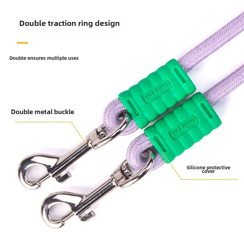1.5m Pet Double Leash 2 Way Couplers Dog Leash Rope Elastic Extended Pet Leash Belt Outdoor Training for Two Double Dogs Leashes