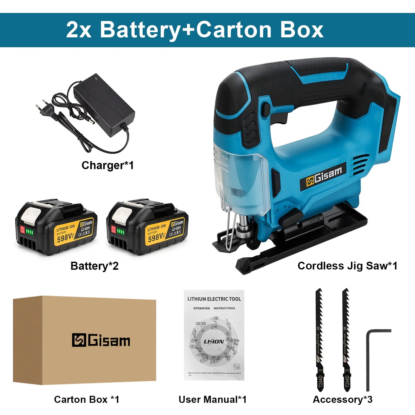 Gisam 26mm 3500RPM Brushless Electric Jig Saw Multi-Function Stepless Speed Woodworking Power Tool For Makita 18V Battery pin